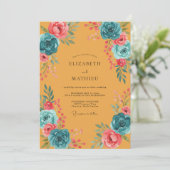Invitation Mariage Fleur Bloom Océan (Debout devant)