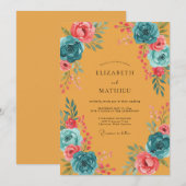 Invitation Mariage Fleur Bloom Océan (Devant / Derrière)