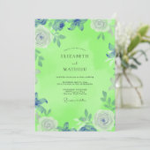 Invitation Mariage Fleur Bloom Vert Citron (Debout devant)