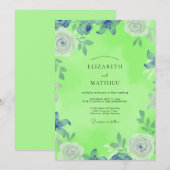 Invitation Mariage Fleur Bloom Vert Citron (Devant / Derrière)