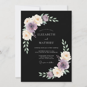 Invitation Mariage Fleur Botanique à la Crème de Lavande