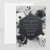 Invitation Mariage Fleur Botanique au Charbon (Devant / Derrière)