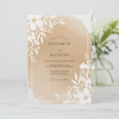 Invitation Mariage Fleur Botanique Beige (Debout devant)