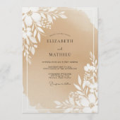 Invitation Mariage Fleur Botanique Beige (Devant)