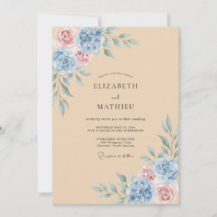 Invitation Mariage Fleur Botanique Blue Blush