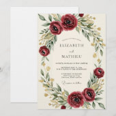 Invitation Mariage Fleur Botanique de Bourgogne (Devant / Derrière)