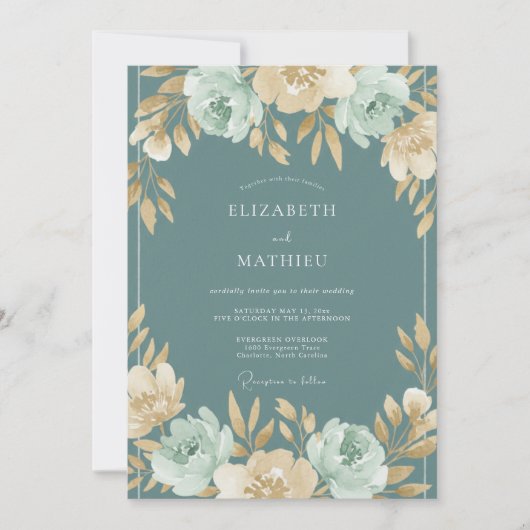 Invitation Mariage Fleur Botanique Douce Teinte (Devant)