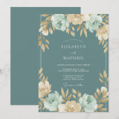 Invitation Mariage Fleur Botanique Douce Teinte (Devant / Derrière)