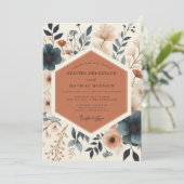 Invitation Mariage Fleur Botanique en Terracotta (Debout devant)