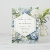 Invitation Mariage Fleur Botanique Hydrangea Bleu (Debout devant)