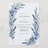 Invitation Mariage Fleur Botanique Indigo (Devant)