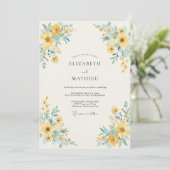 Invitation Mariage Fleur Botanique Jaune (Debout devant)