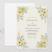 Invitation Mariage Fleur Botanique Jaune (Devant / Derrière)
