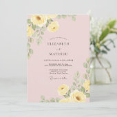 Invitation Mariage Fleur Botanique Jaune Clair (Debout devant)
