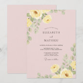 Invitation Mariage Fleur Botanique Jaune Clair (Devant / Derrière)