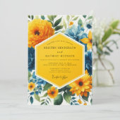 Invitation Mariage Fleur Botanique Jaune Doré (Debout devant)