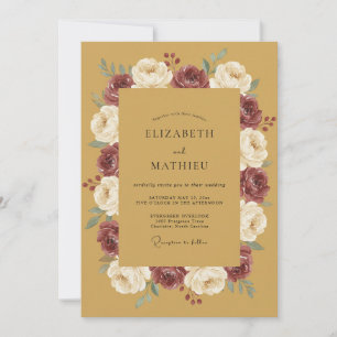 Invitation Mariage Fleur Botanique Jaune Moutarde
