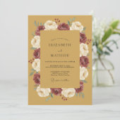 Invitation Mariage Fleur Botanique Jaune Moutarde (Debout devant)