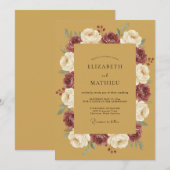 Invitation Mariage Fleur Botanique Jaune Moutarde (Devant / Derrière)