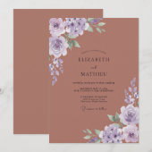Invitation Mariage Fleur Botanique Lilas (Devant / Derrière)