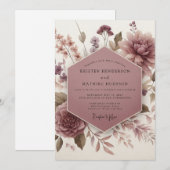 Invitation Mariage Fleur Botanique Mauve (Devant / Derrière)