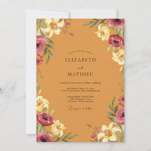 Invitation Mariage Fleur Botanique Ocbre Magenta