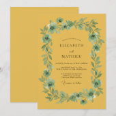 Invitation Mariage Fleur Botanique Ocre (Devant / Derrière)