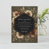 Invitation Mariage Fleur Botanique Olive (Debout devant)