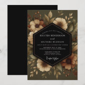 Invitation Mariage Fleur Botanique Olive (Devant / Derrière)
