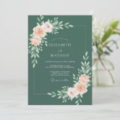Invitation Mariage Fleur botanique pêche poussiéreuse (Debout devant)