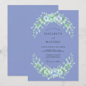 Invitation Mariage Fleur Botanique Pervenche (Devant / Derrière)