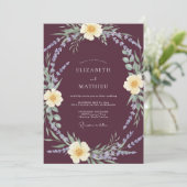 Invitation Mariage Fleur Botanique Prune (Debout devant)