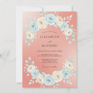Invitation Mariage Fleur Botanique Rose Corail
