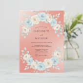 Invitation Mariage Fleur Botanique Rose Corail (Debout devant)