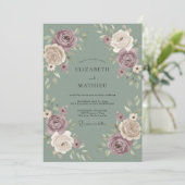 Invitation Mariage Fleur Botanique Rose Mauve (Debout devant)