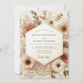 Invitation Mariage Fleur Botanique Rose Pâle (Devant)