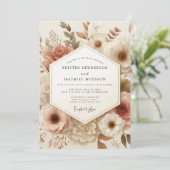 Invitation Mariage Fleur Botanique Rose Pâle (Debout devant)