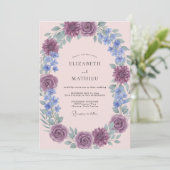 Invitation Mariage Fleur Botanique Rose Pourpre (Debout devant)
