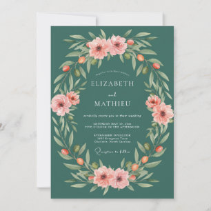 Invitation Mariage Fleur Botanique Sarcelle
