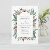 Invitation Mariage Fleur Botanique Taupe (Debout devant)
