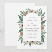 Invitation Mariage Fleur Botanique Taupe (Devant / Derrière)