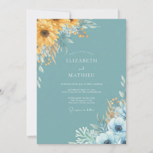 Invitation Mariage Fleur Botanique Tournesol Saphyr