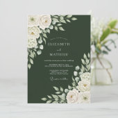 Invitation Mariage Fleur Botanique Vert Profond (Debout devant)