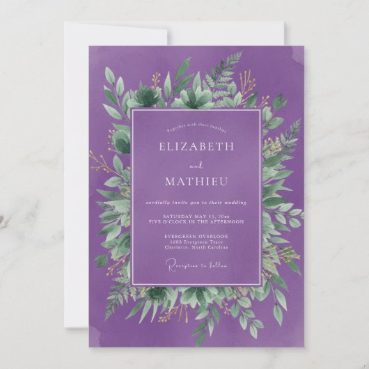 Invitation Mariage Fleur botanique violette (Devant)