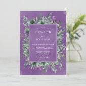 Invitation Mariage Fleur botanique violette (Debout devant)