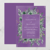 Invitation Mariage Fleur botanique violette (Devant / Derrière)