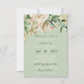 Invitation Mariage Fleur Brunch Mint Rose Gold Vert (Devant)