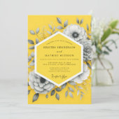 Invitation Mariage Fleur Canari Sombre (Debout devant)