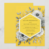 Invitation Mariage Fleur Canari Sombre (Devant / Derrière)