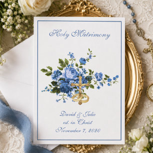 Invitation Mariage Fleur Catholique Église Réception Combinée